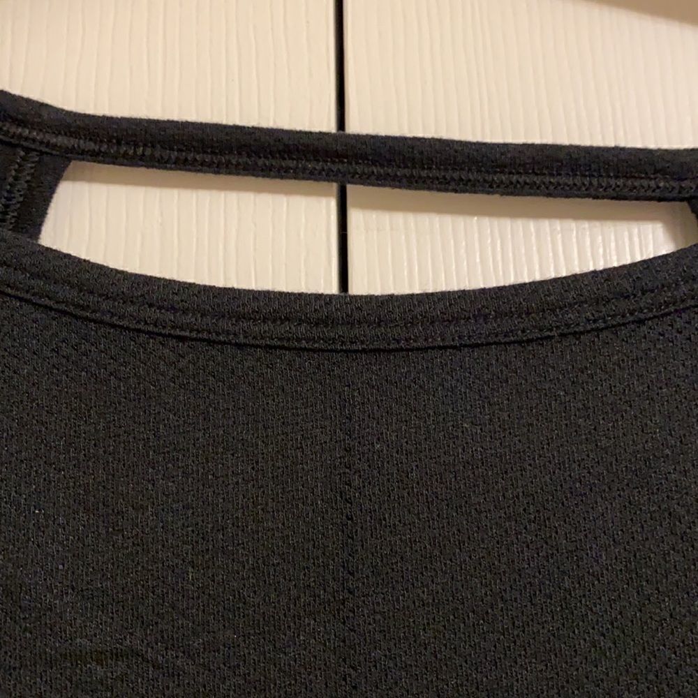 Nancy Rose Performance Black Mesh Open Back Top - Picture 2 of 7